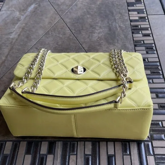 Kate Spade Natalia Smooth Leather Medium Flap Shoulder Bag Frosty Lime - Picture 2 of 16